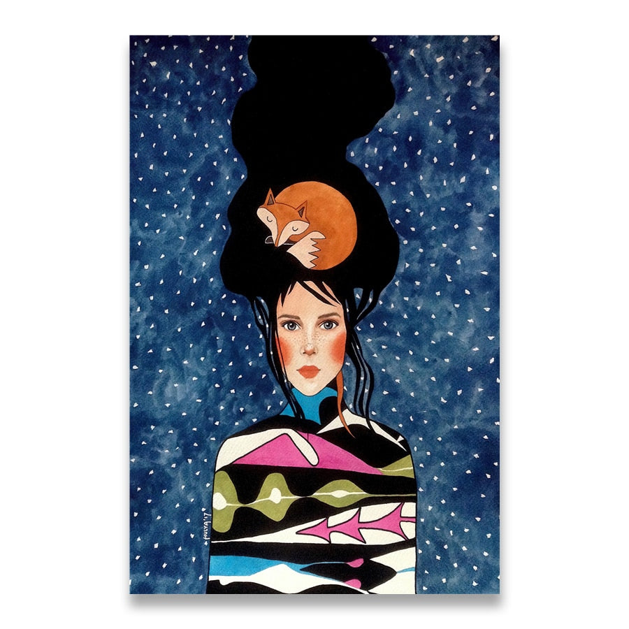 Arthia Designs - Vintage Abstract Girl Hair Flower Canvas Art - Review