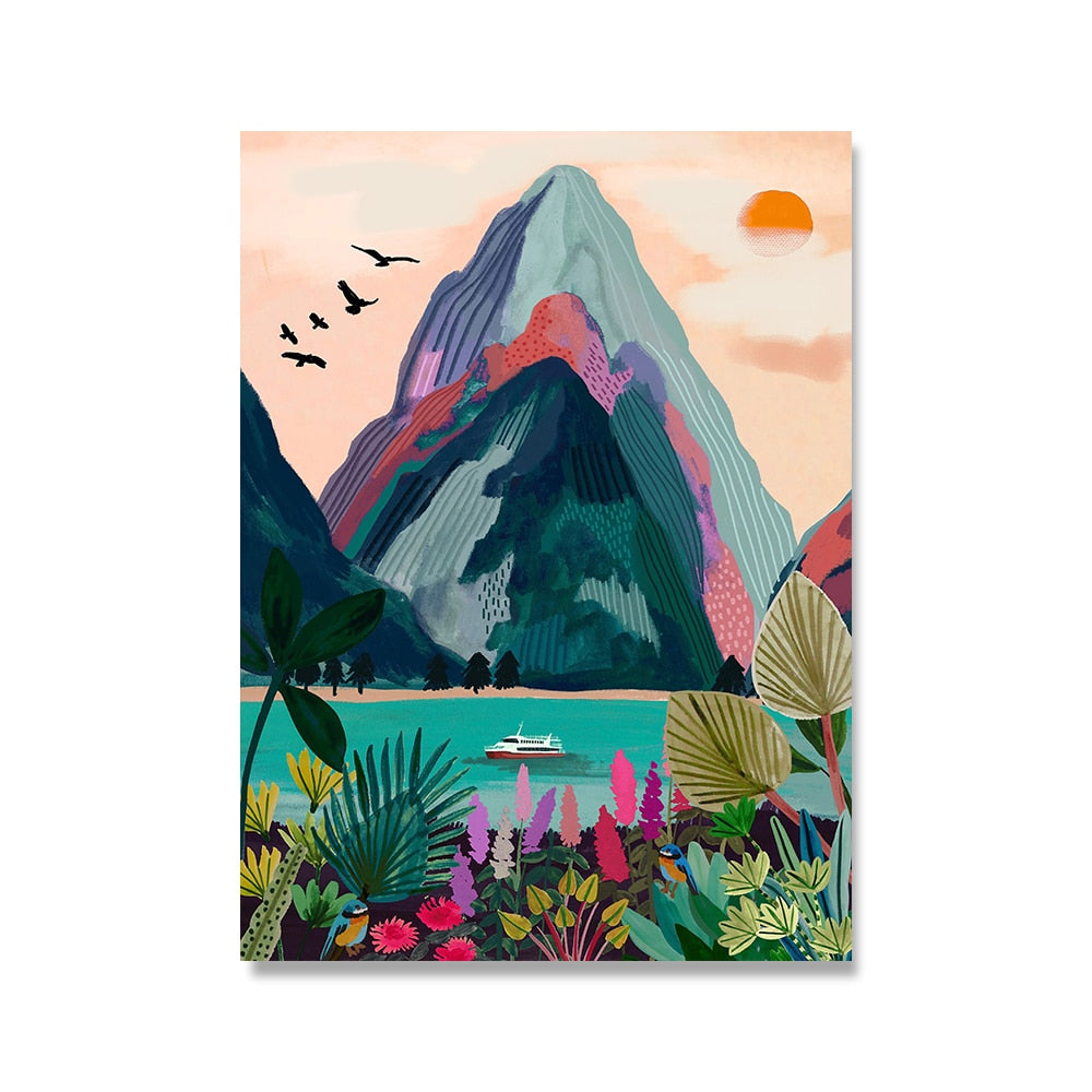 Arthia Designs - Watercolor Mountain and Lake Scenery Canvas Art - Review