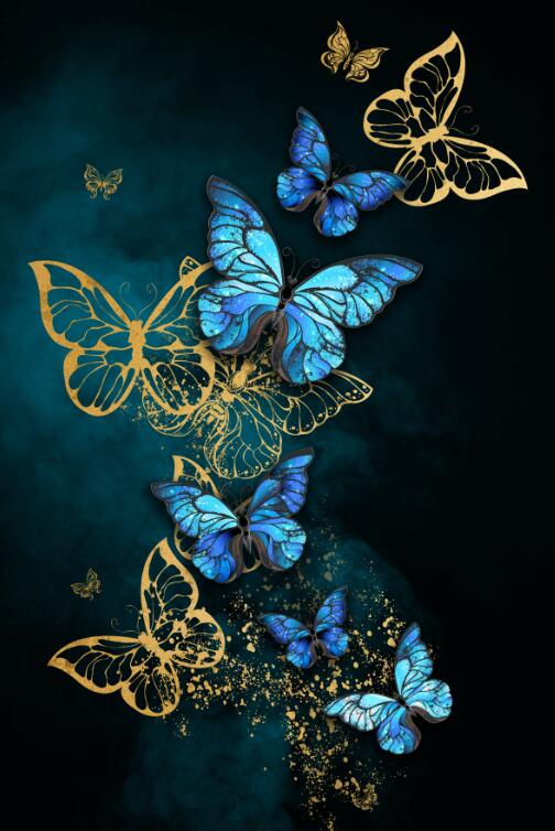 Arthia Designs - Golden Blue Butterfly Flower Canvas Art - Review