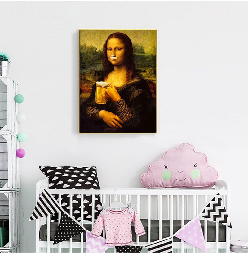 Arthia Designs - Funny Mona Lisa Drinking Beer Canvas Art - Review