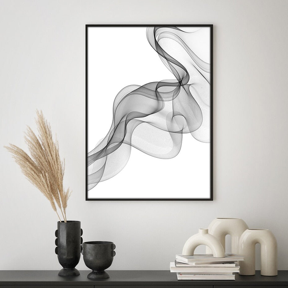 Arthia Designs - Black White Abstract Wavy Line Canvas Art - Review