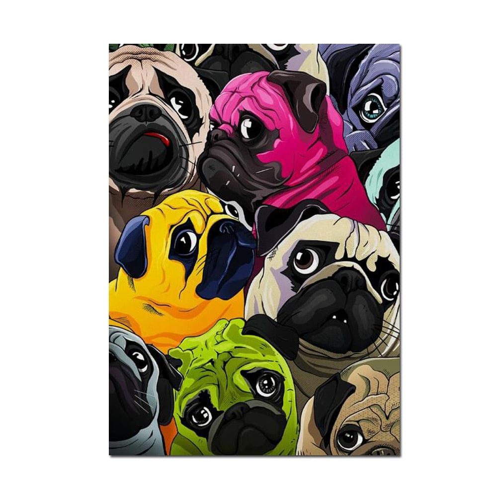 Arthia Designs - Cute Colorful Pugs Canvas Art - Review