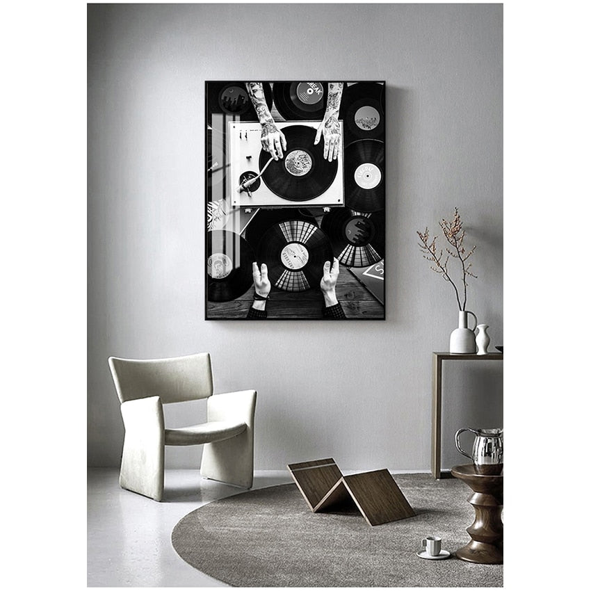 Arthia Designs - Black and White Vinyl Records Canvas Art - Review