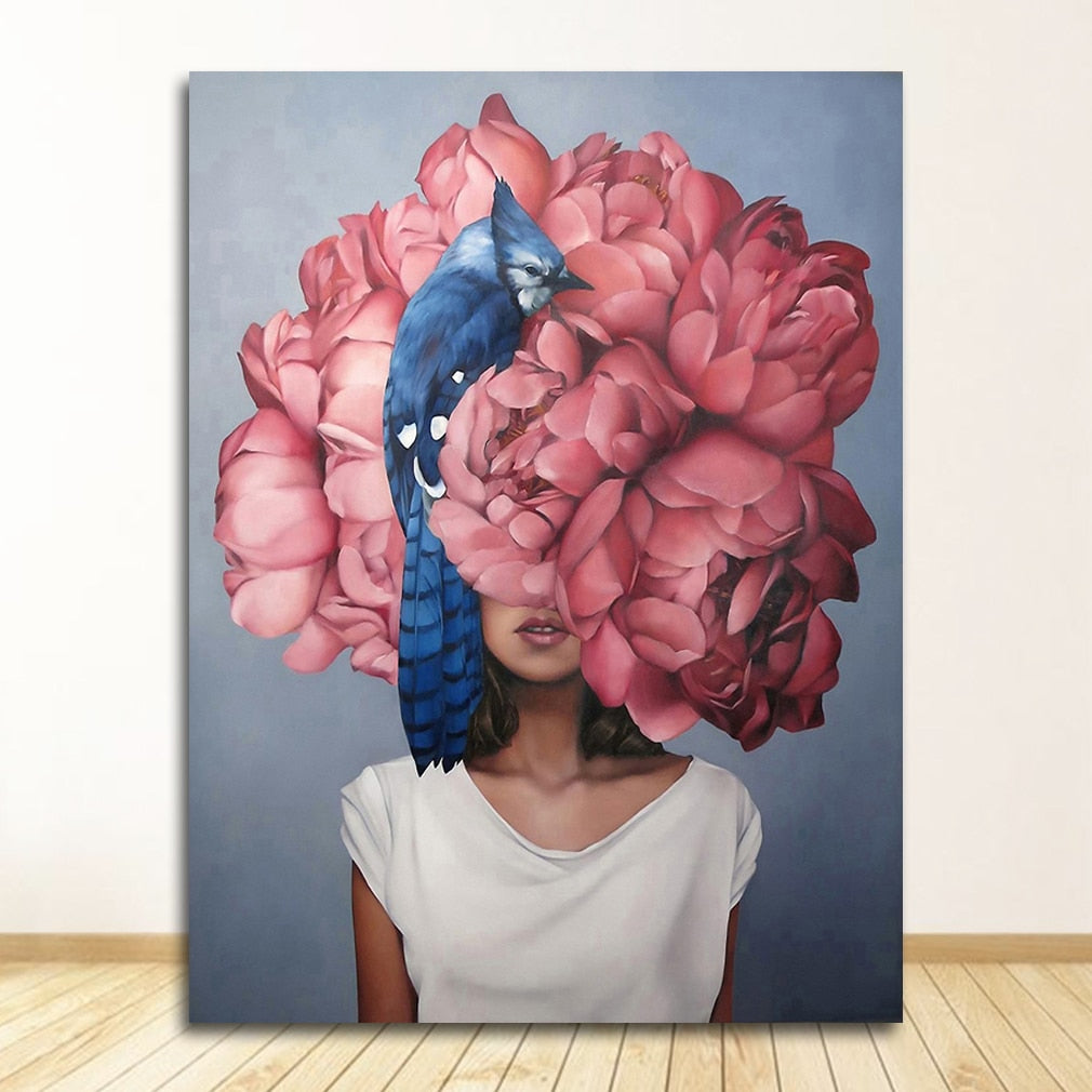 Arthia Designs - Flowers Feathers Woman Canvas Art - Review