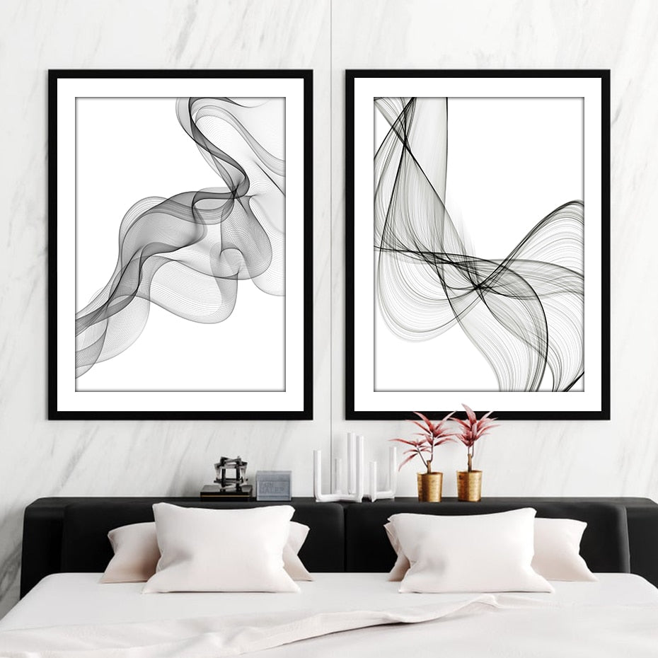 Arthia Designs - Black White Abstract Wavy Line Canvas Art - Review