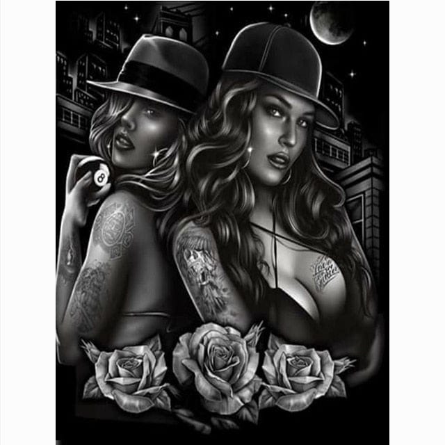 Arthia Designs - Black & White Masked Tattoo Girl Canvas Art - Review