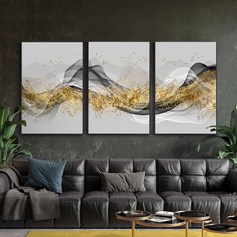 Arthia Designs - Abstract Flow Golden Splashes Canvas Art - Review