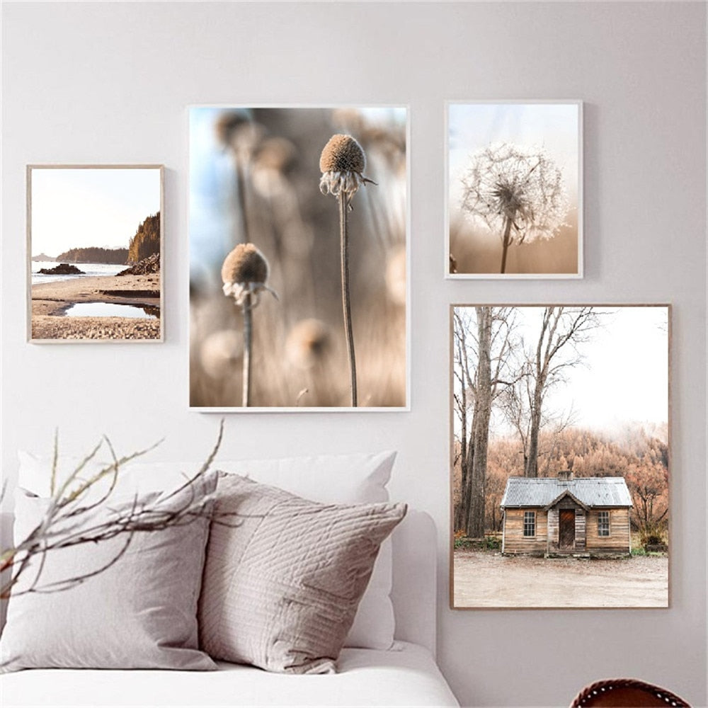 Arthia Designs - Nordic Brown Dandelion Landscape Canvas Art - Review