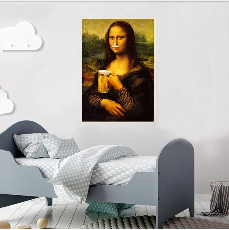 Arthia Designs - Funny Mona Lisa Drinking Beer Canvas Art - Review