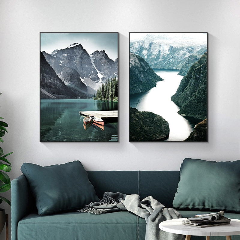 Arthia Designs - Nordic Aurora Lake Mountain Canvas Art - Review