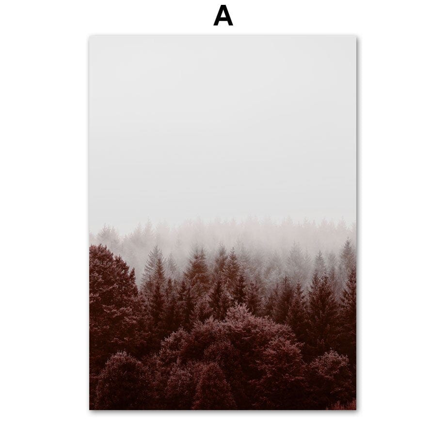 Arthia Designs - Misty Red Forest Mountain Canvas Art - Review