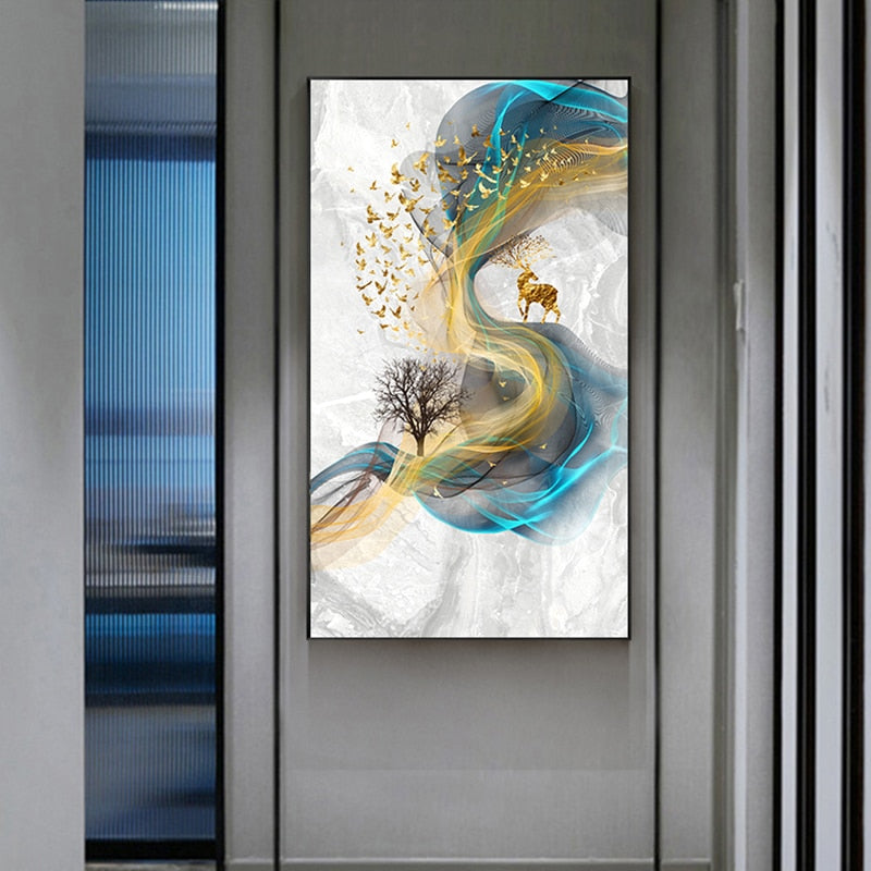 Arthia Designs - Abstract Nature Golden Deer Canvas Art - Review