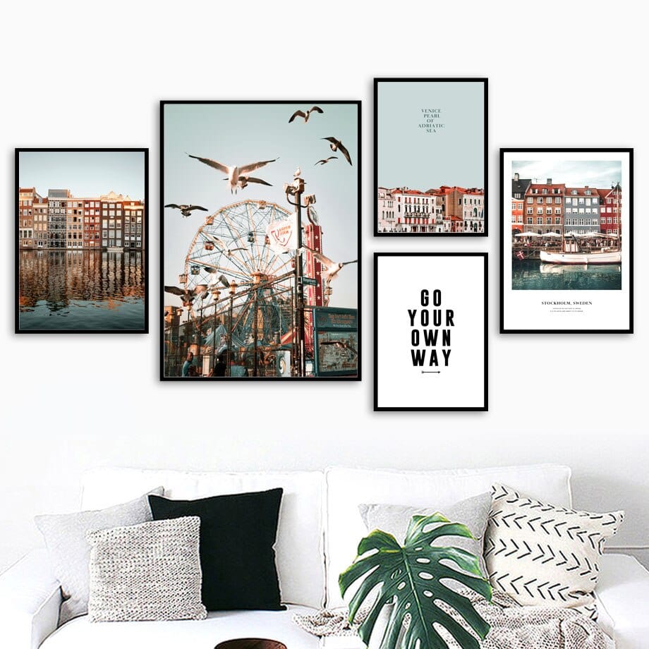 Arthia Designs - Ferris Wheel Stockholm Venice City Canvas Art - Review