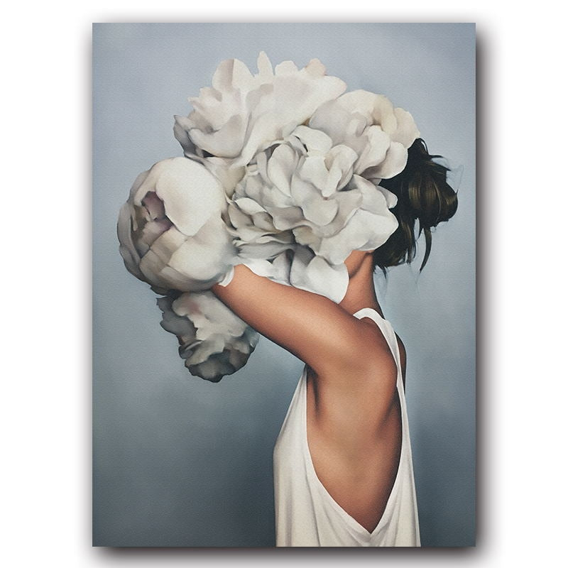 Arthia Designs - Flower Feathers Face Woman Canvas Art - Review