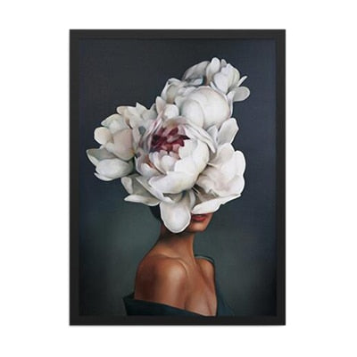 Arthia Designs - Flower Feathers Face Woman Canvas Art - Review