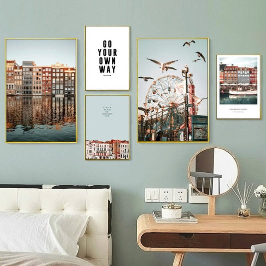 Arthia Designs - Ferris Wheel Stockholm Venice City Canvas Art - Review