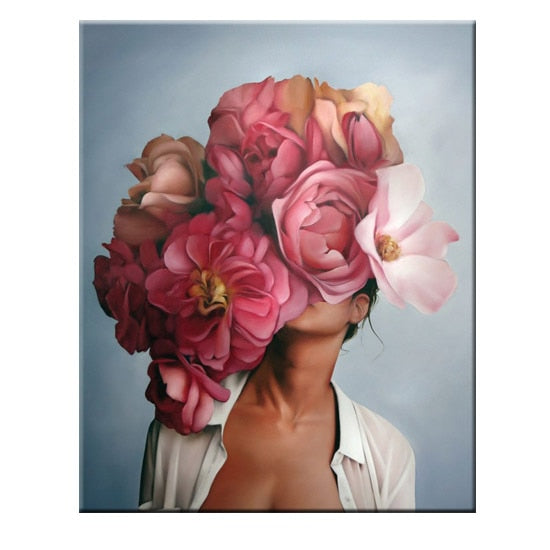 Arthia Designs - Flower Feathers Face Woman Canvas Art - Review