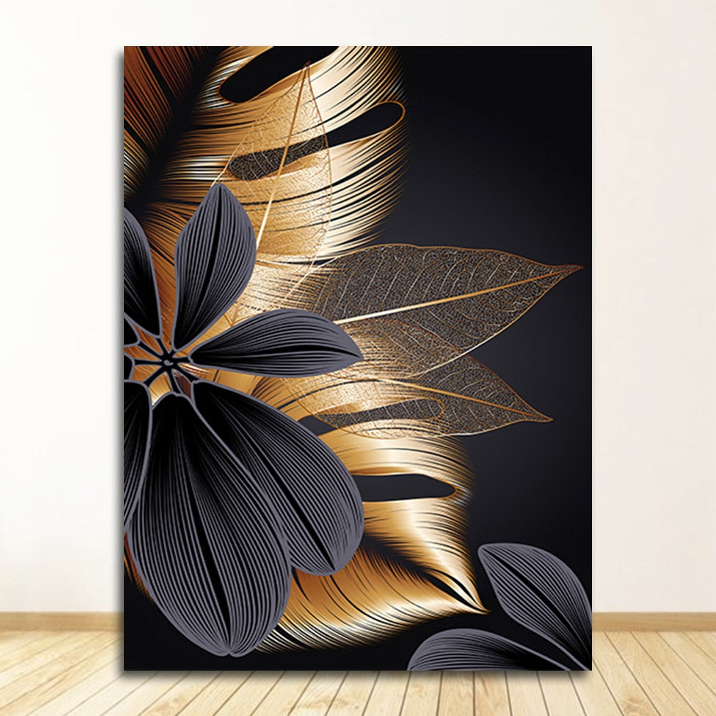 Arthia Designs - Nordic Black Golden Leaf Canvas Art - Review