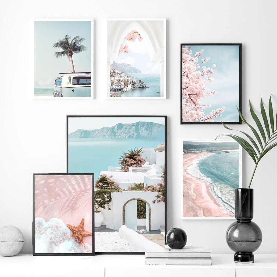 Arthia Designs - Pink Beach Sakura Palm Tree Canvas Art - Review