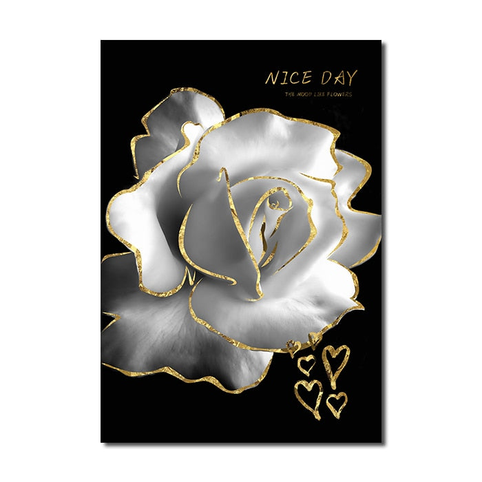 Arthia Designs - Luxury Golden White Roses Canvas Art - Review