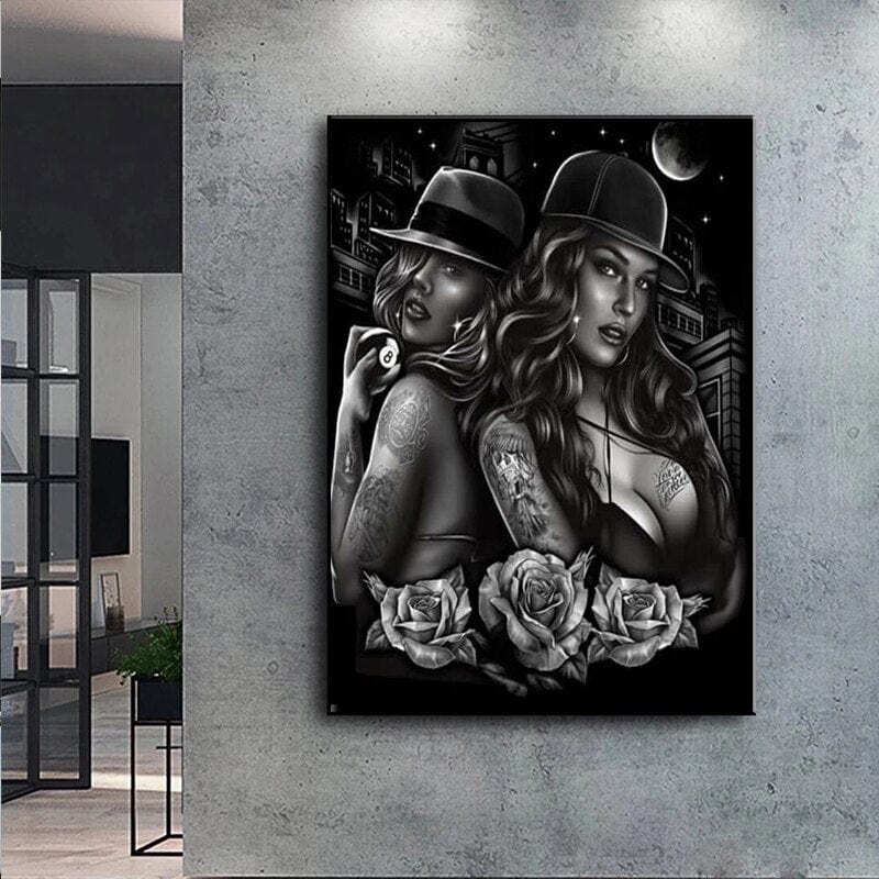 Arthia Designs - Black & White Masked Tattoo Girl Canvas Art - Review