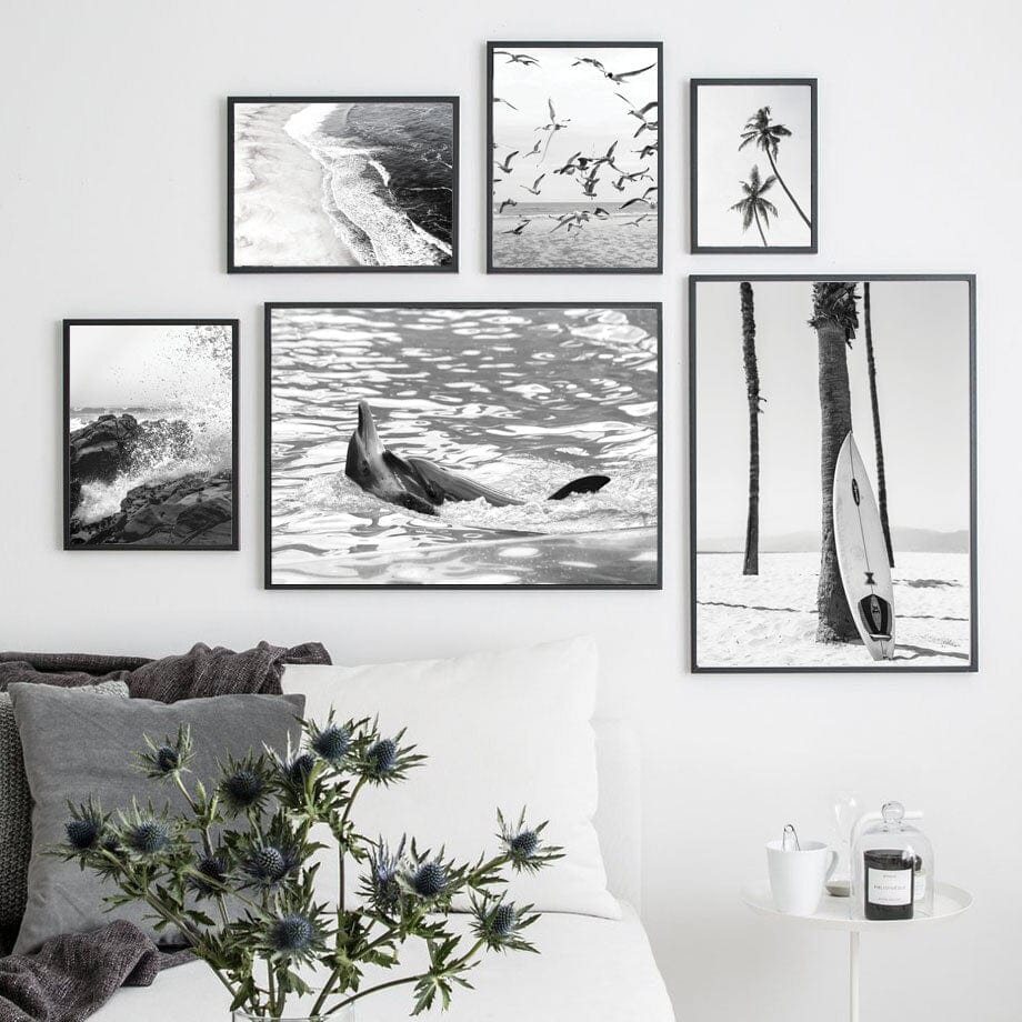 Arthia Designs - Black and White Dolphin Beach Canvas Art - Review