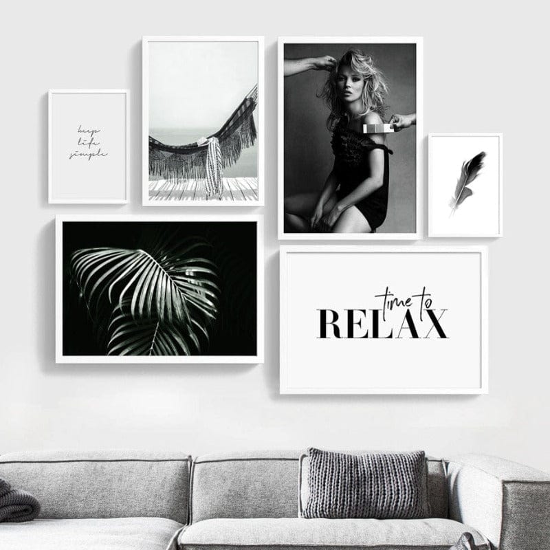 Arthia Designs - Black White Palm Girl Canvas Art - Review