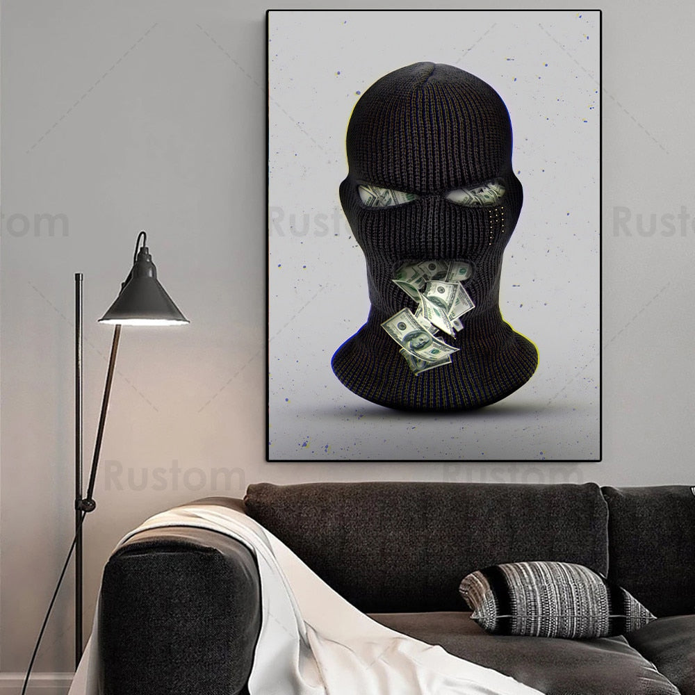 Arthia Designs - Black Mask With Money Canvas Art - Review