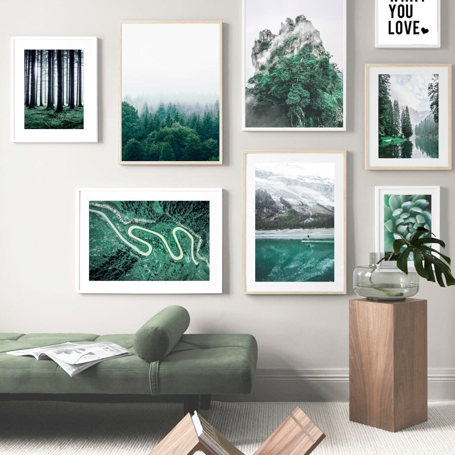 Arthia Designs - Green Mountain Lake Foggy Sky Canvas Art - Review