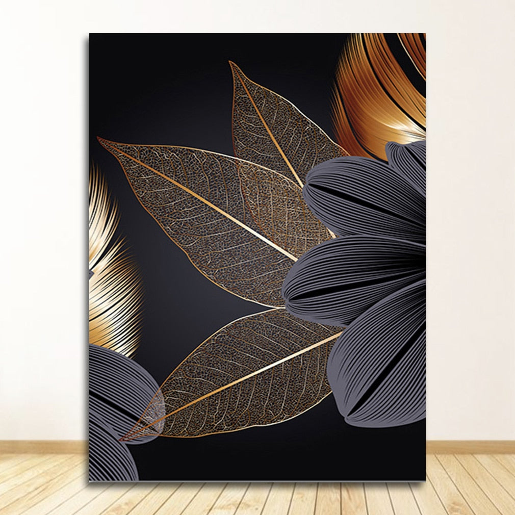 Arthia Designs - Nordic Black Golden Leaf Canvas Art - Review