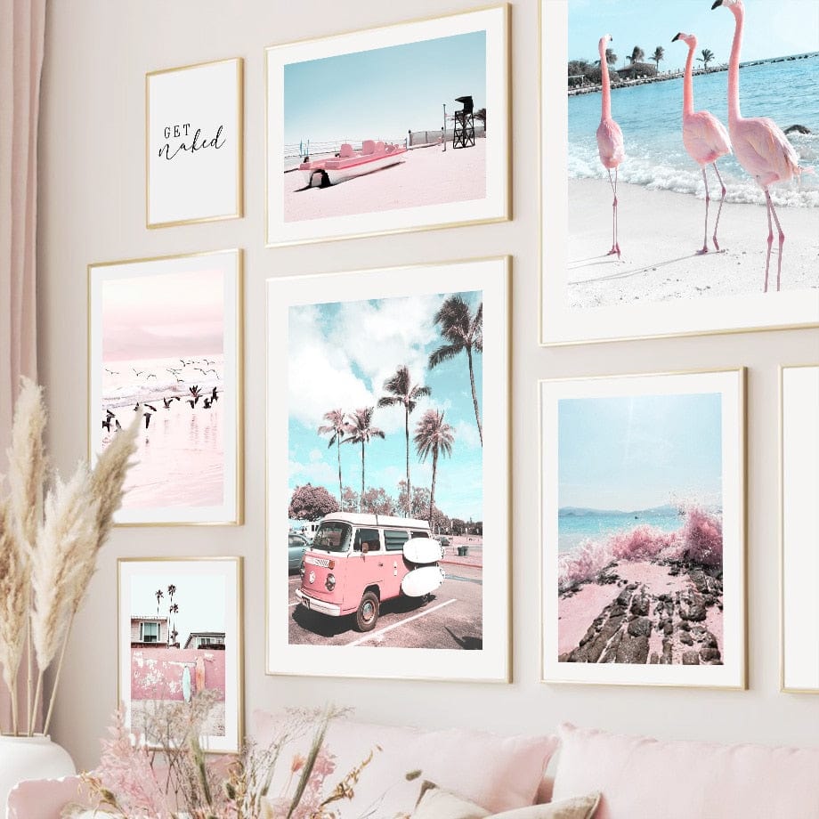 Arthia Designs - Pink Beach Flamingo Island Canvas Art - Review