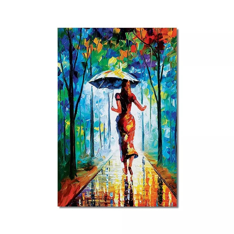 Arthia Designs - Watercolor Rainy Forest Street Canvas Art - Review