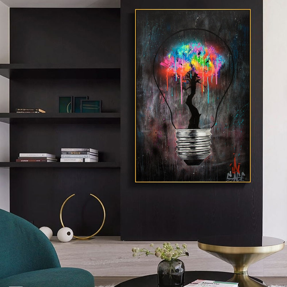 Arthia Designs - Dark Graffiti Lightbulb Canvas Art - Review