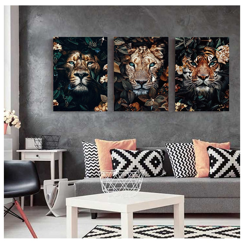 Arthia Designs - Flower Animal Lion Tiger Canvas Art - Review