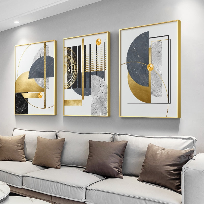 Arthia Designs - Modern Golden Abstract Geometric Canvas Art - Review