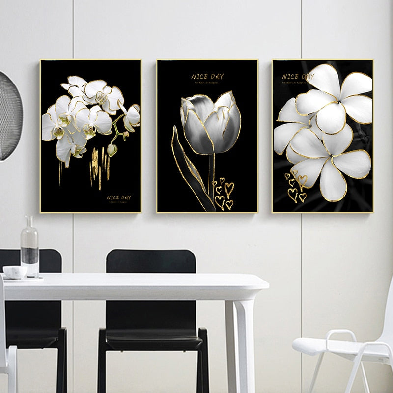 Arthia Designs - Luxury Golden White Roses Canvas Art - Review