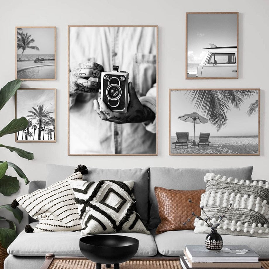 Arthia Designs - Black White Surf Beach Potrait Canvas Art - Review