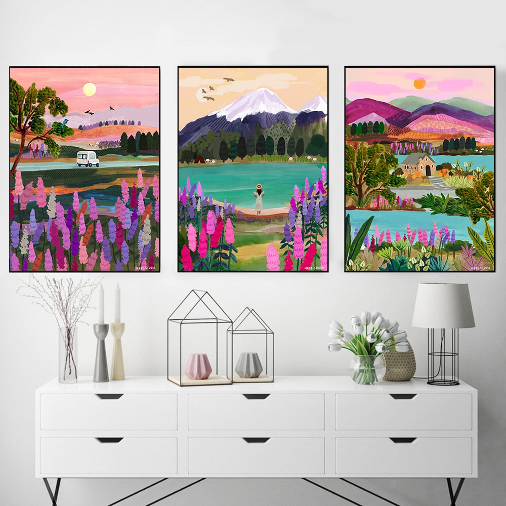 Arthia Designs - Watercolor Mountain and Lake Scenery Canvas Art - Review