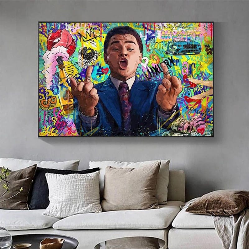 Arthia Designs - Wolf of Wall Street Funny Graffiti Canvas Art - Review