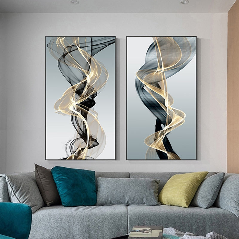 Arthia Designs - Abstract Golden Black Flow Canvas Art - Review