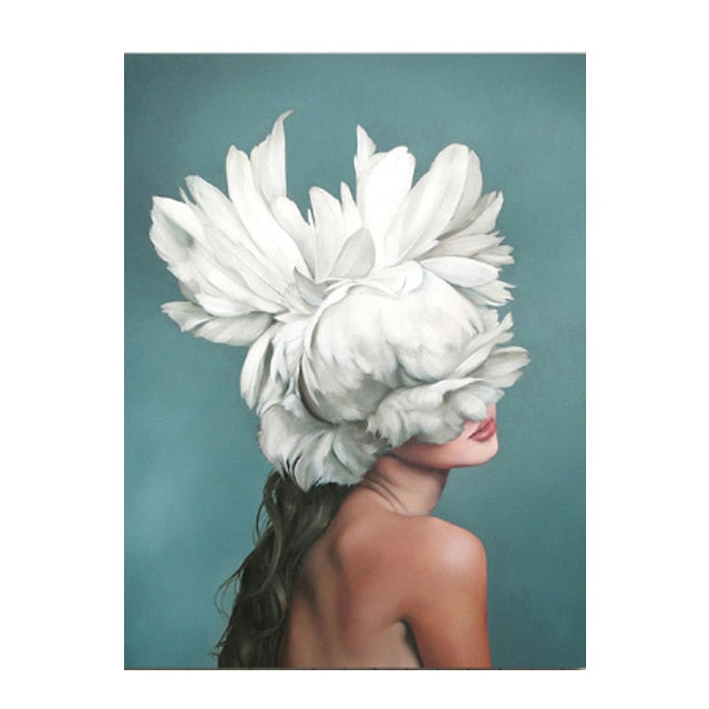 Arthia Designs - Flower Feathers Face Woman Canvas Art - Review