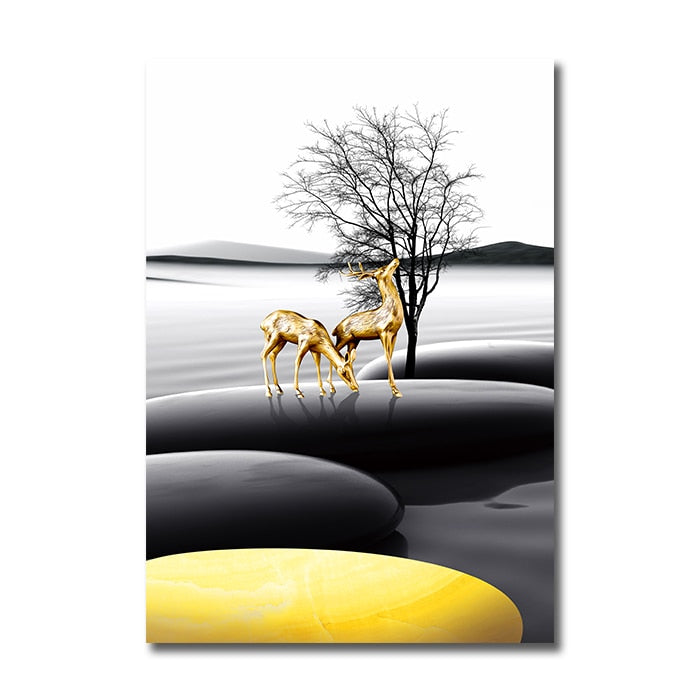 Arthia Designs - Black & White Golden Deer Canvas Art - Review