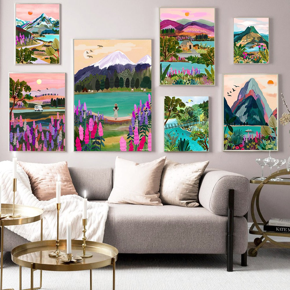 Arthia Designs - Watercolor Mountain and Lake Scenery Canvas Art - Review