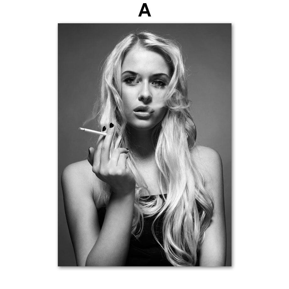 Arthia Designs - Black White Animal Smoking Girl Canvas Art - Review