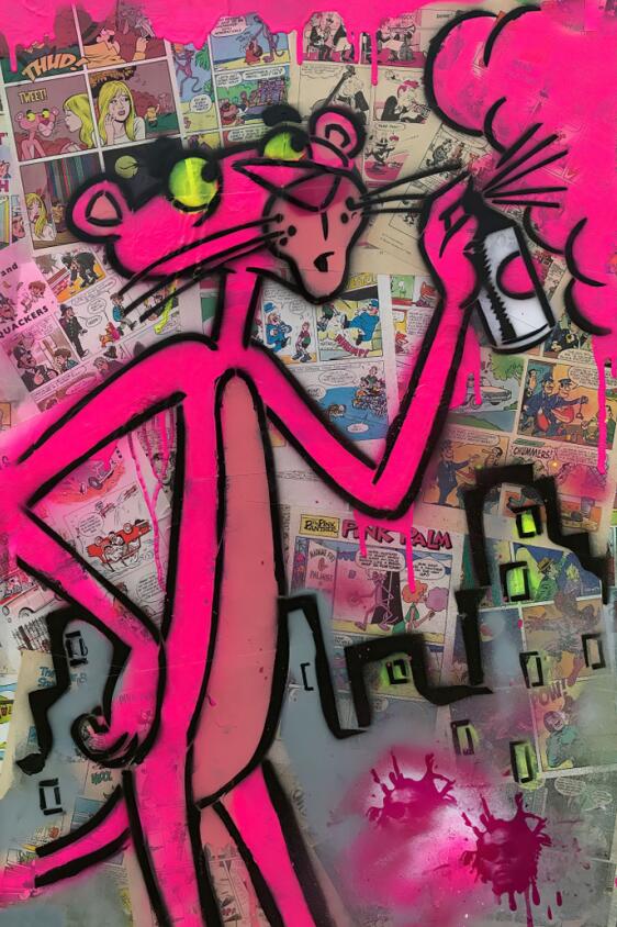 Canvas Painting Pink Panther Graffiti Art – Canvasise