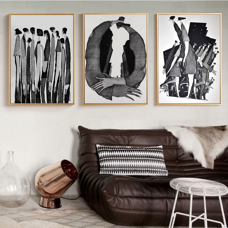 Arthia Designs - Black White Abstract Characters Fashion Canvas Art - Review