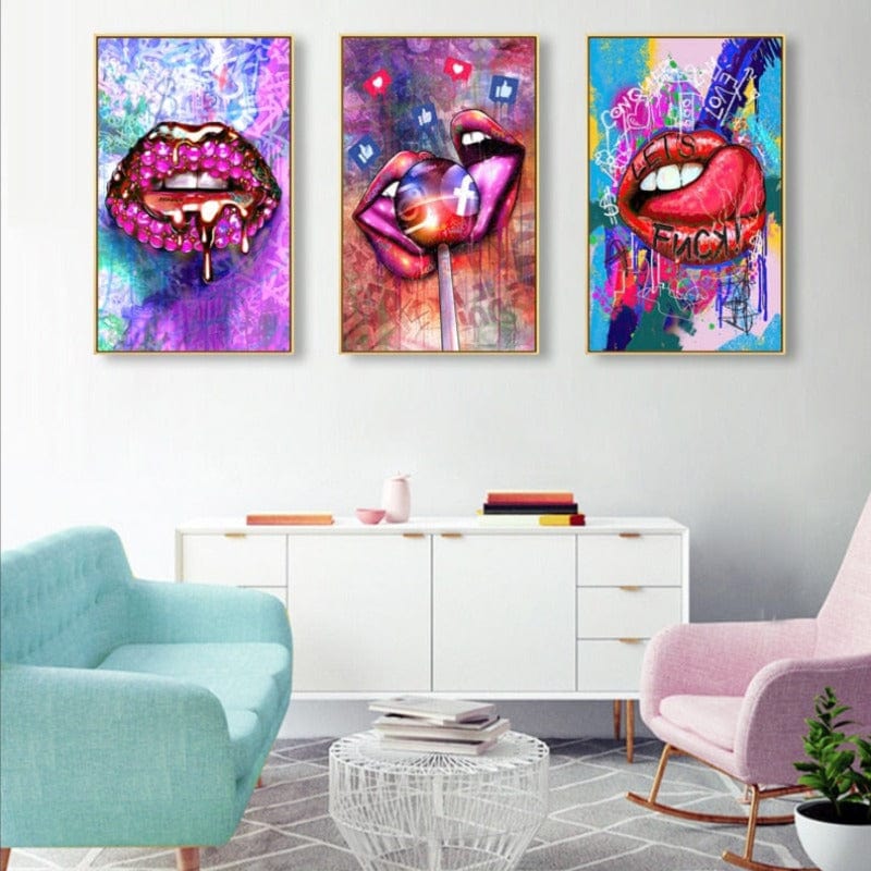 Arthia Designs - Colorful Sexy Seductive Lips Canvas Art - Review