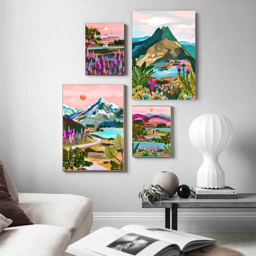 Arthia Designs - Watercolor Mountain and Lake Scenery Canvas Art - Review