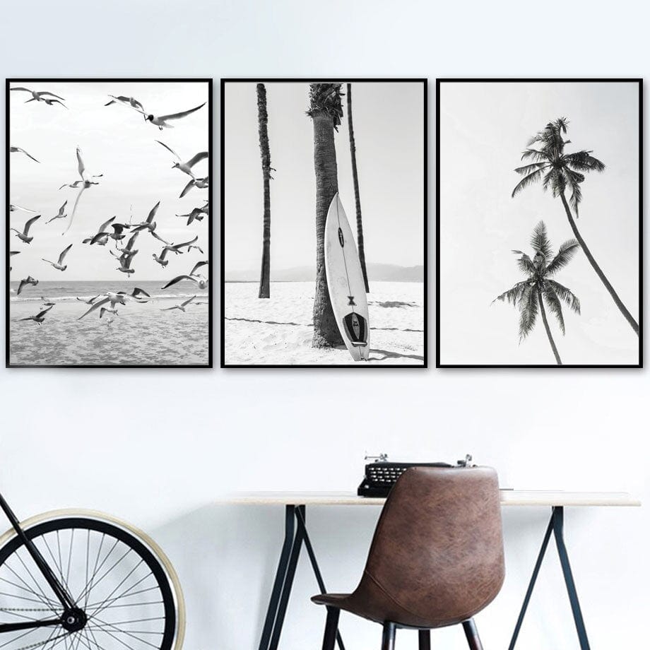 Arthia Designs - Black and White Dolphin Beach Canvas Art - Review