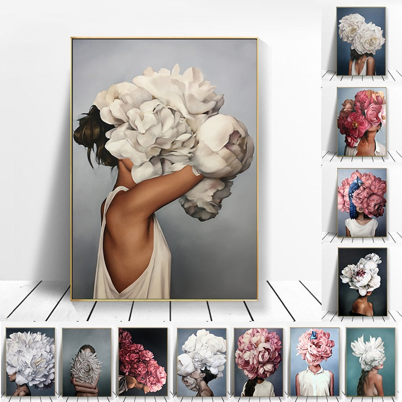 Arthia Designs - Flower Feathers Face Woman Canvas Art - Review